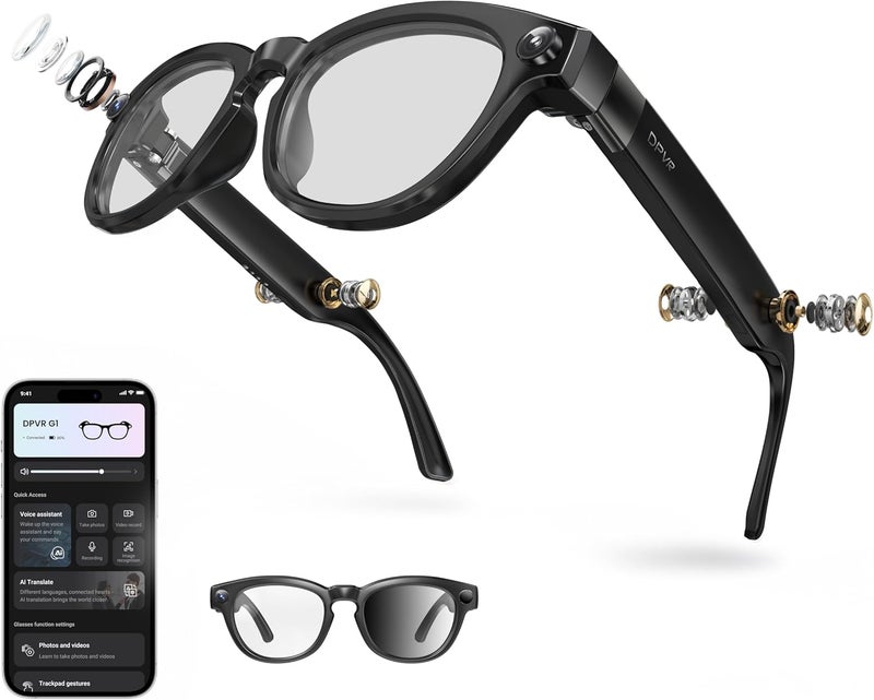 DPVR G1 Smart Glasses with Camera and Bluetooth – 8MP 32Gb Camera Glasses with AI Features, Real-Time Translation & Video Recording Glasses with Voice Control - Image 1